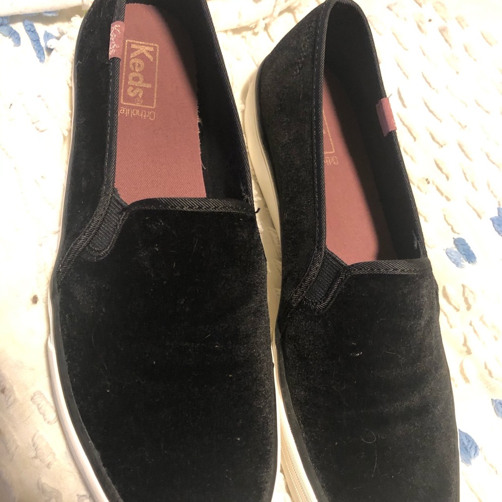 Velvet Slip on Keds, worn once- Sz. 10
